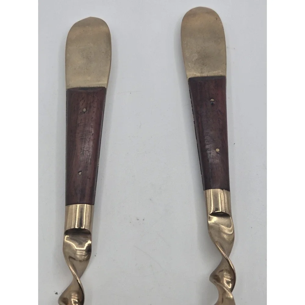 Teak Wood & Brass Spoon Fork Thailand Buddha‎ SIAM Vintage
